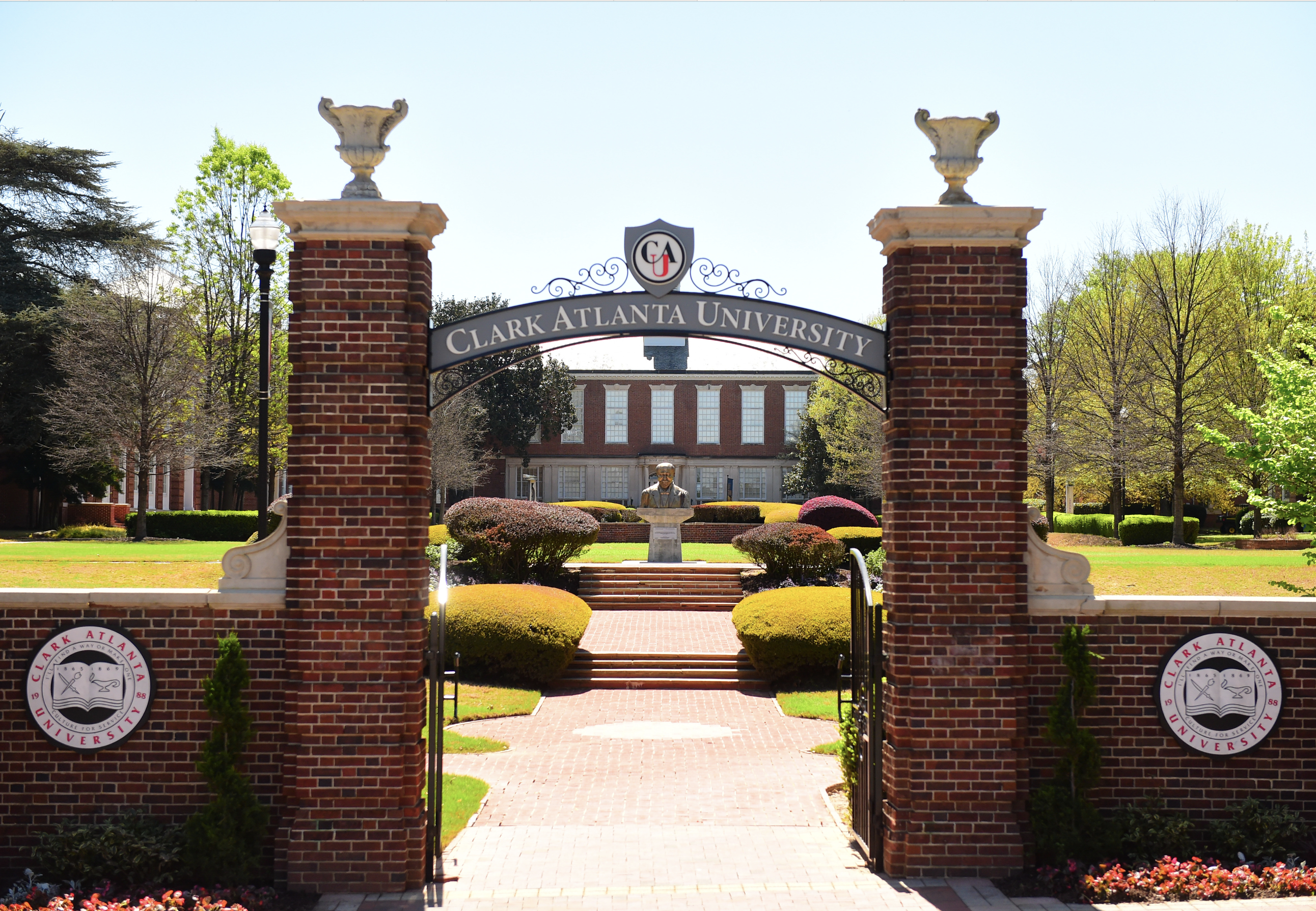 Brick entrance gate to Clark Atlanta University campus.