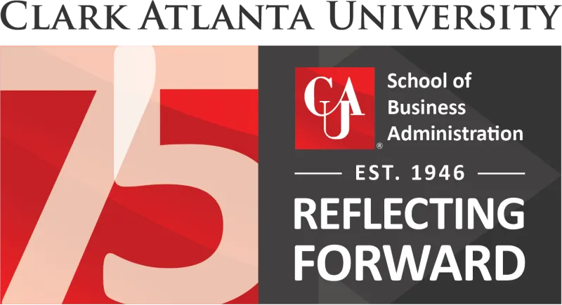 Clark Atlanta University logo, 75th anniversary, reflecting forward theme.