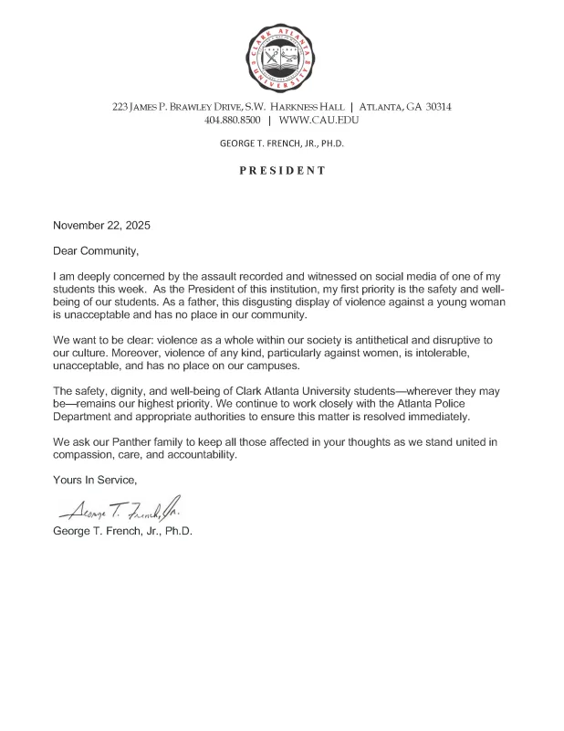 Letter from George T. French, Jr., Ph.D. expressing concern and emphasizing community values.