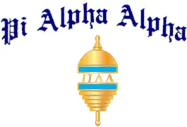Pi Alpha Alpha logo with a gold and blue emblem.