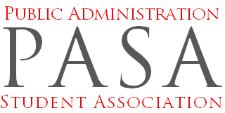 Public Administration Student Association logo with red text.