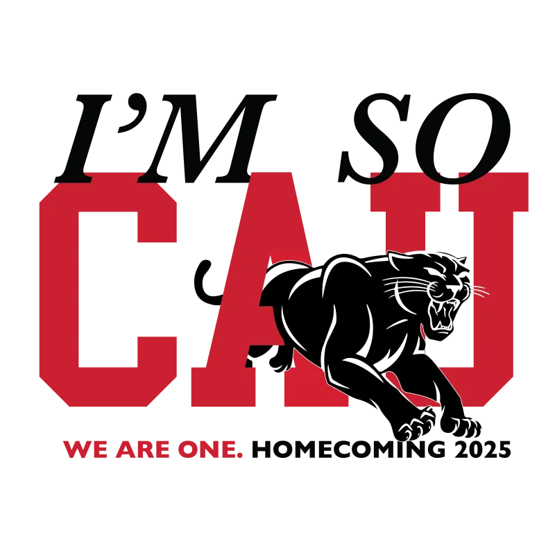 I'm so CAU text with a black panther graphic.