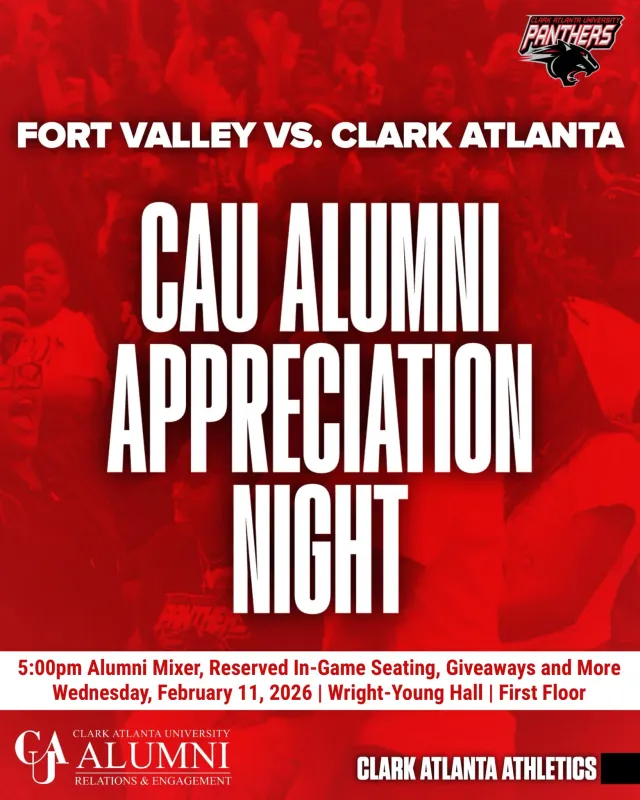CAU Alumni Appreciation Night poster in red and white.