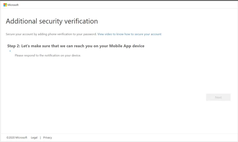 Verification process screen with step instructions.