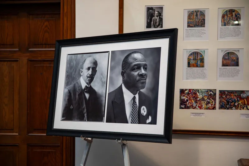 Framed portraits of President French and Dr. Du Bois