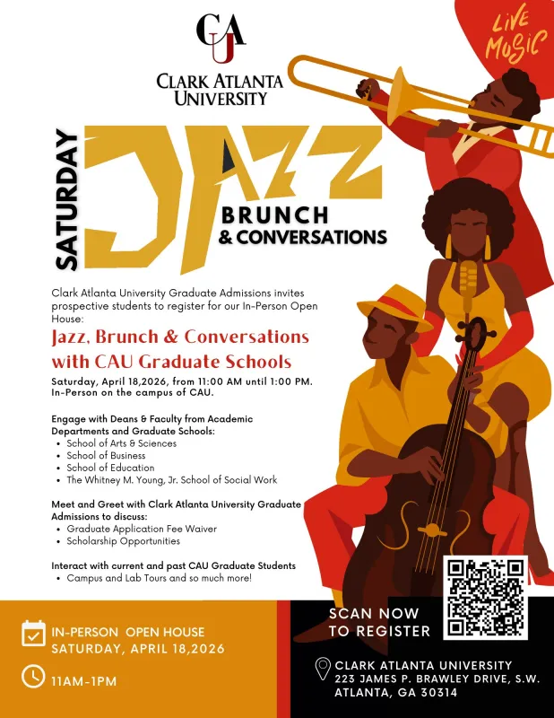 Graphic of musicians playing instruments with event details for a jazz brunch.