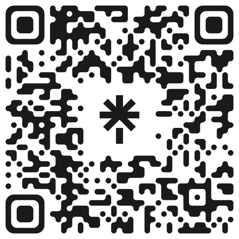 QR code with a star symbol in the center.